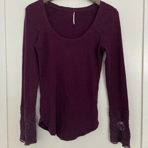 Free People Scoop neck thermal with lace detailing